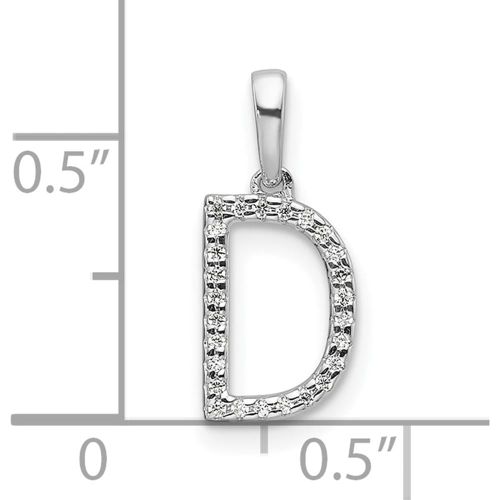 14K White Gold Diamond Letter D Initial Pendant - Personalized Charm with Diamonds by Oro Pregiato