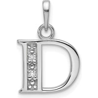 14K White Gold Diamond Letter D Initial Pendant with Faceted Round Diamonds - 0.01 Carat Total Diamond Weight by Oro Pregiato