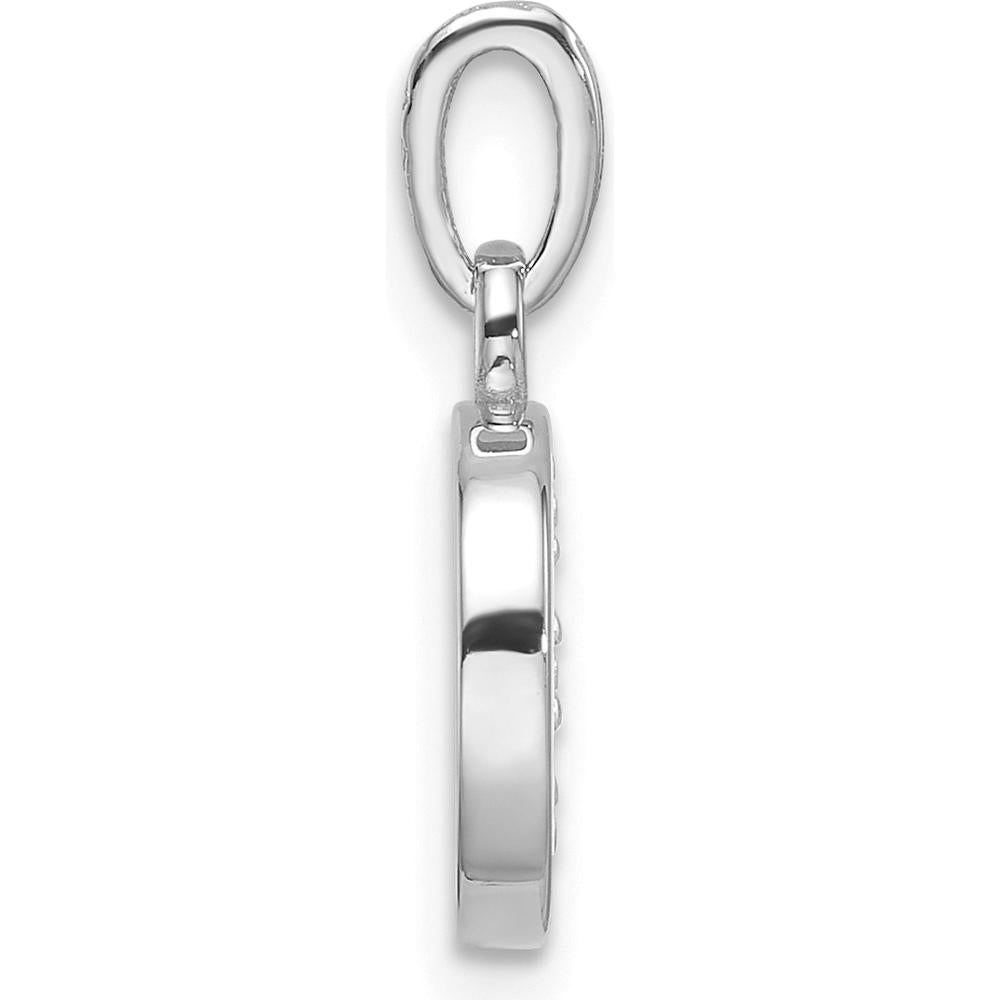 14K White Gold Diamond Letter D Initial Pendant with Faceted Round Diamonds - 0.01 Carat Total Diamond Weight by Oro Pregiato