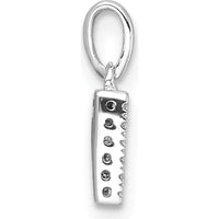 14K White Gold Diamond Letter D Initial Pendant with Polished Finish and Rhodium Plating by Oro Pregiato