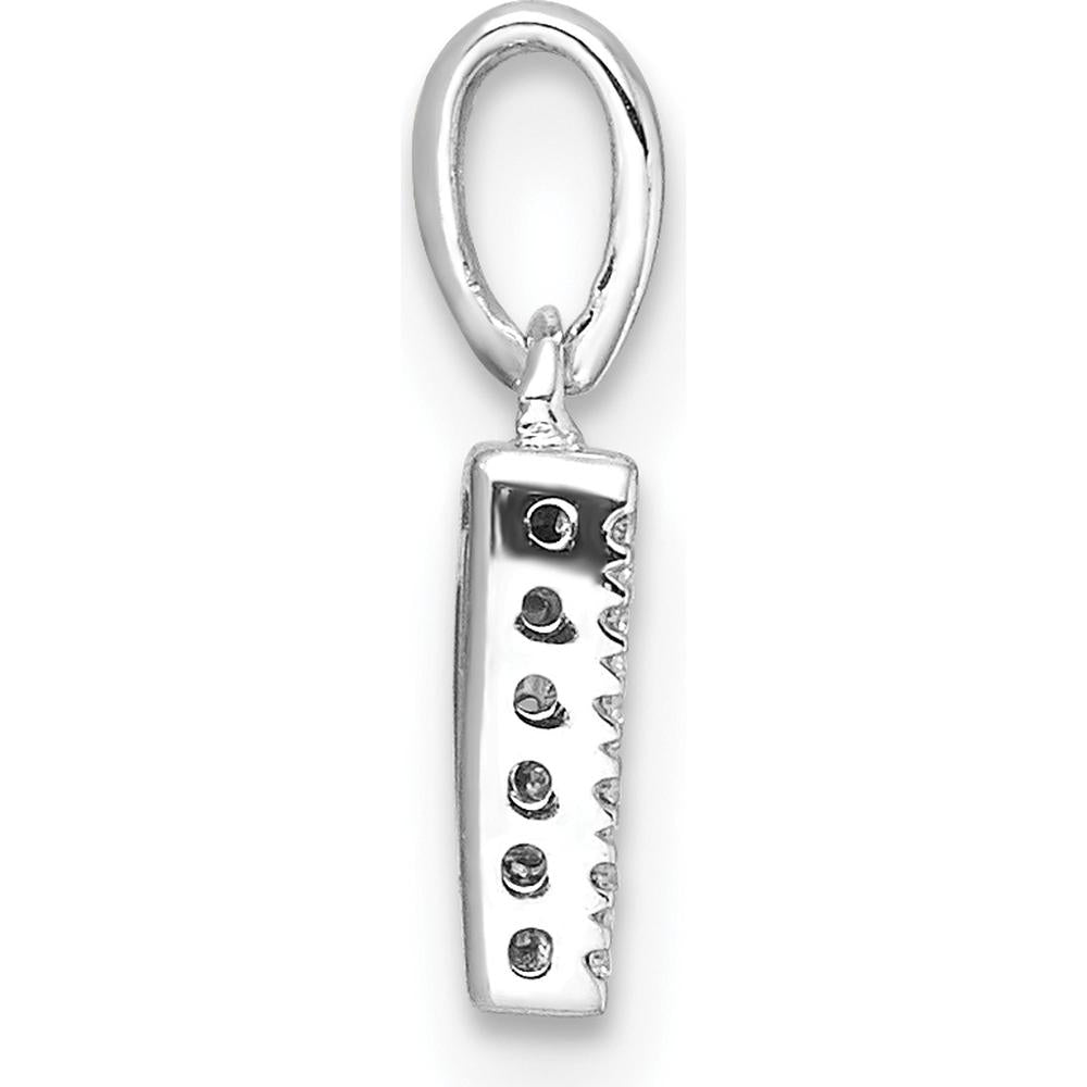 14K White Gold Diamond Letter D Initial Pendant with Polished Finish and Rhodium Plating by Oro Pregiato