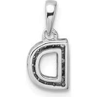 14K White Gold Diamond Letter D Initial Pendant with Polished Finish and Rhodium Plating by Oro Pregiato