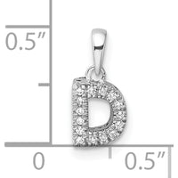 14K White Gold Diamond Letter D Initial Pendant with Polished Finish and Rhodium Plating by Oro Pregiato