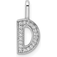 14K White Gold Diamond Letter D Initial Pendant with Sparkling Diamonds by Oro Pregiato