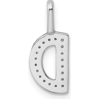 14K White Gold Diamond Letter D Initial Pendant with Sparkling Diamonds by Oro Pregiato