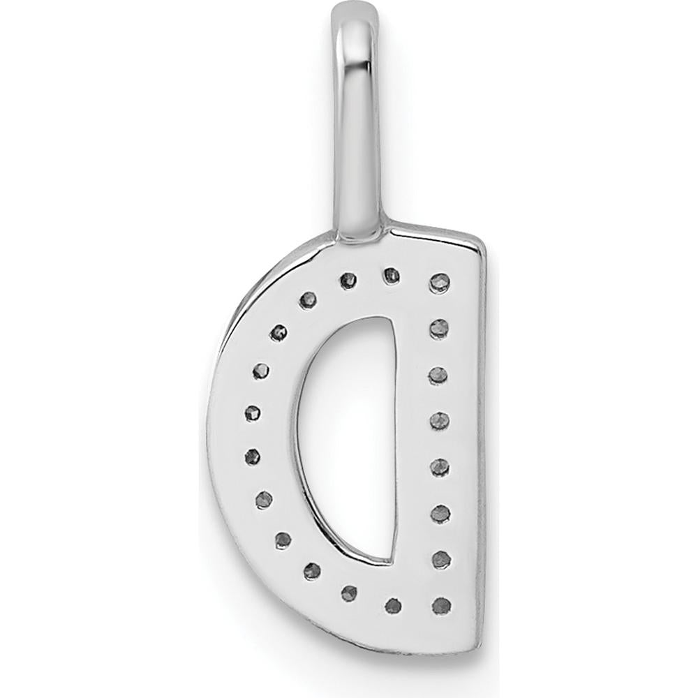 14K White Gold Diamond Letter D Initial Pendant with Sparkling Diamonds by Oro Pregiato