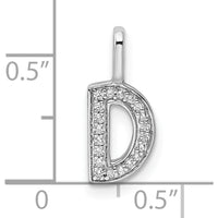 14K White Gold Diamond Letter D Initial Pendant with Sparkling Diamonds by Oro Pregiato