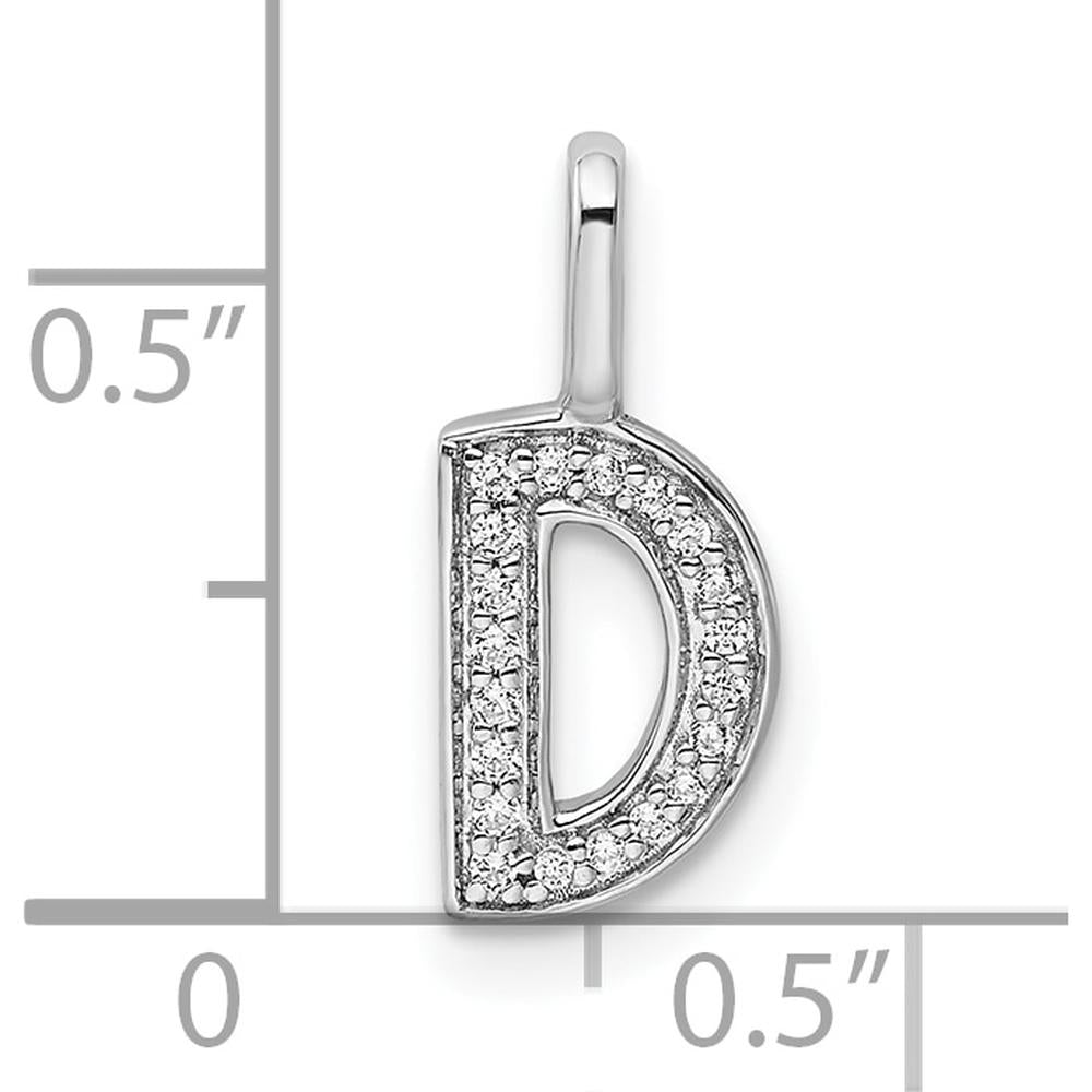 14K White Gold Diamond Letter D Initial Pendant with Sparkling Diamonds by Oro Pregiato