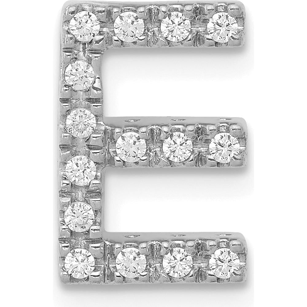 14K White Gold Diamond Letter E Initial Charm - 0.15 Carat Total Diamond Weight by Oro Pregiato