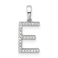 14K White Gold Diamond Letter E Initial Pendant - 0.15 Carat Total Diamond Weight by Oro Pregiato