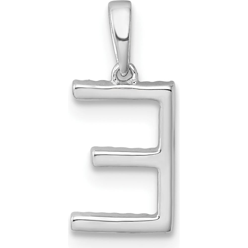 14K White Gold Diamond Letter E Initial Pendant - 0.15 Carat Total Diamond Weight by Oro Pregiato