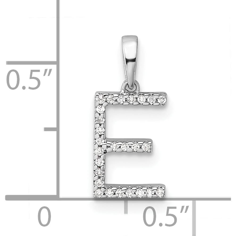 14K White Gold Diamond Letter E Initial Pendant - 0.15 Carat Total Diamond Weight by Oro Pregiato