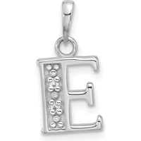 14K White Gold Diamond Letter E Initial Pendant with Round Diamonds - 0.02 Carat Total Diamond Weight by Oro Pregiato