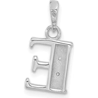 14K White Gold Diamond Letter E Initial Pendant with Round Diamonds - 0.02 Carat Total Diamond Weight by Oro Pregiato