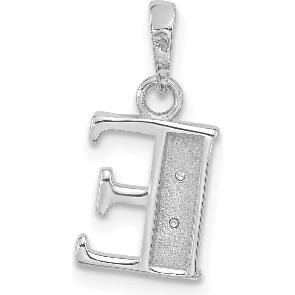 14K White Gold Diamond Letter E Initial Pendant with Round Diamonds - 0.02 Carat Total Diamond Weight by Oro Pregiato