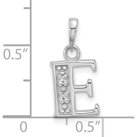 14K White Gold Diamond Letter E Initial Pendant with Round Diamonds - 0.02 Carat Total Diamond Weight by Oro Pregiato