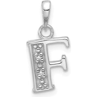 14K White Gold Diamond Letter F Pendant with Round Cut Diamonds - 0.01 Carat Total Diamond Weight by Oro Pregiato
