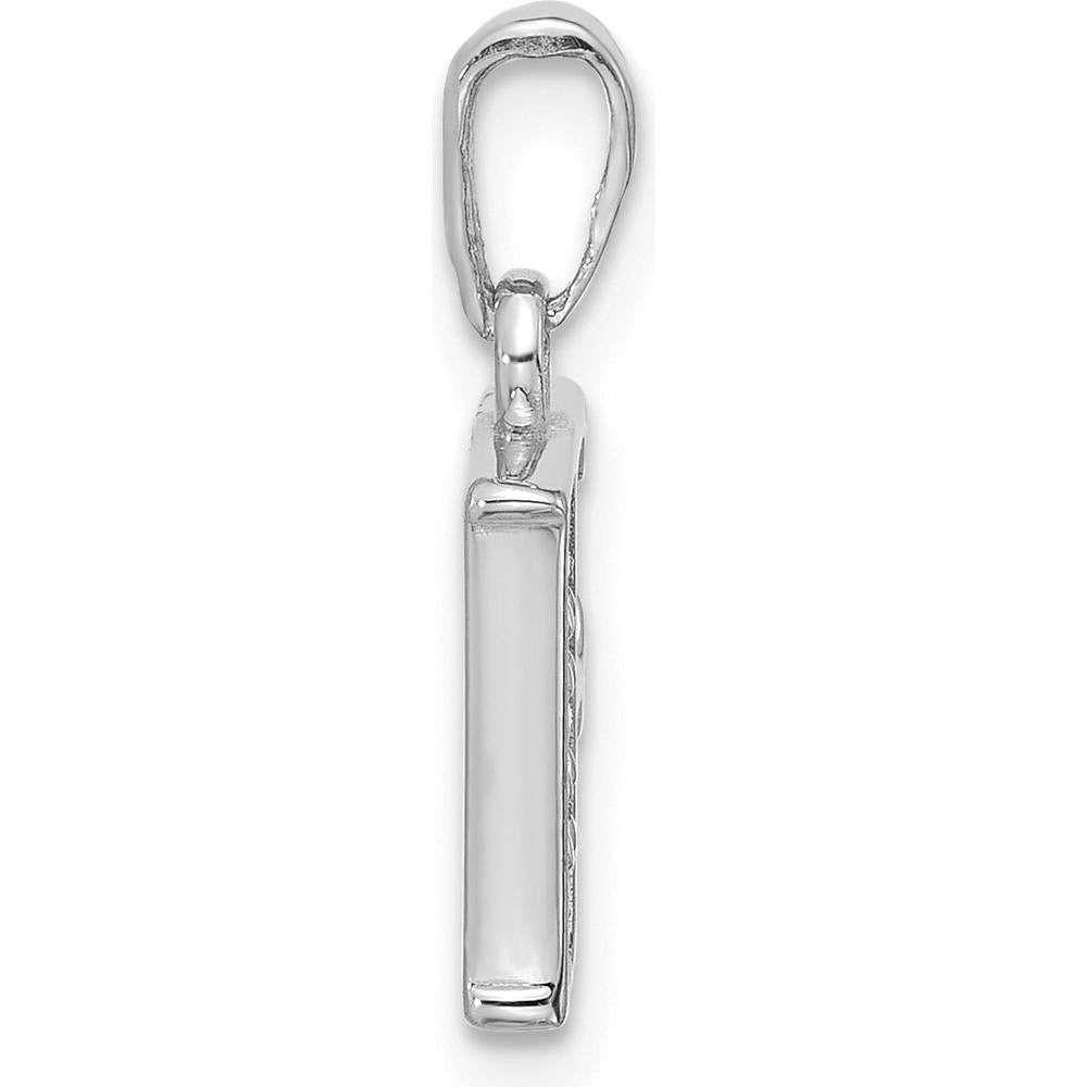 14K White Gold Diamond Letter F Pendant with Round Cut Diamonds - 0.01 Carat Total Diamond Weight by Oro Pregiato