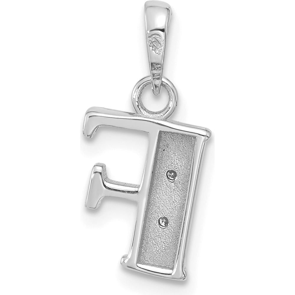 14K White Gold Diamond Letter F Pendant with Round Cut Diamonds - 0.01 Carat Total Diamond Weight by Oro Pregiato
