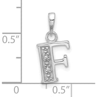14K White Gold Diamond Letter F Pendant with Round Cut Diamonds - 0.01 Carat Total Diamond Weight by Oro Pregiato