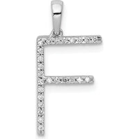14K White Gold Diamond Letter F Pendant with Round Diamonds - 0.075 Carat Total Diamond Weight by Monteluci Fine Jewelry