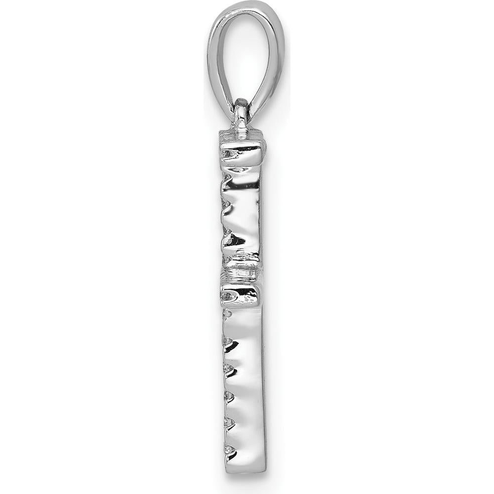 14K White Gold Diamond Letter F Pendant with Round Diamonds - 0.075 Carat Total Diamond Weight by Monteluci Fine Jewelry