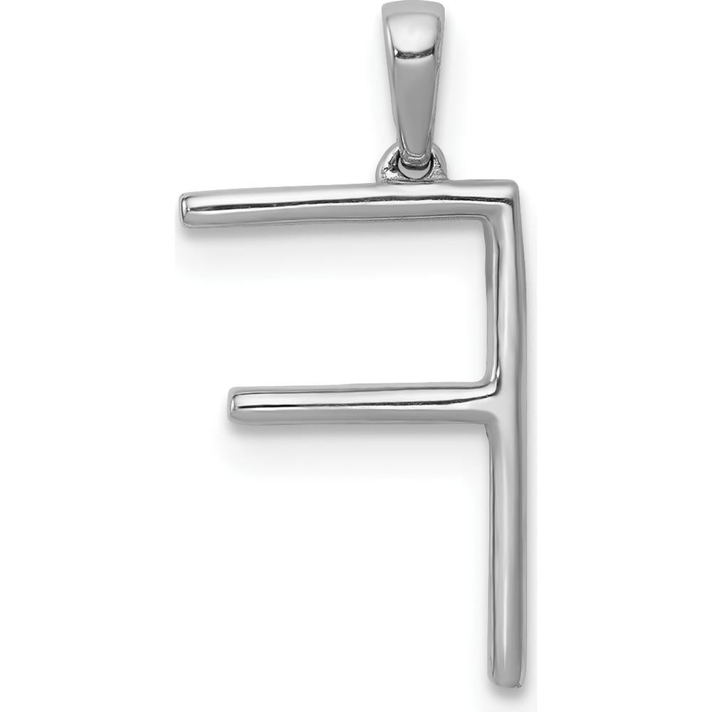 14K White Gold Diamond Letter F Pendant with Round Diamonds - 0.075 Carat Total Diamond Weight by Monteluci Fine Jewelry