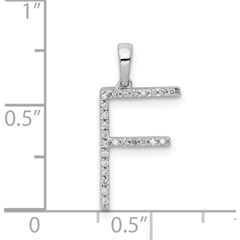 14K White Gold Diamond Letter F Pendant with Round Diamonds - 0.075 Carat Total Diamond Weight by Monteluci Fine Jewelry
