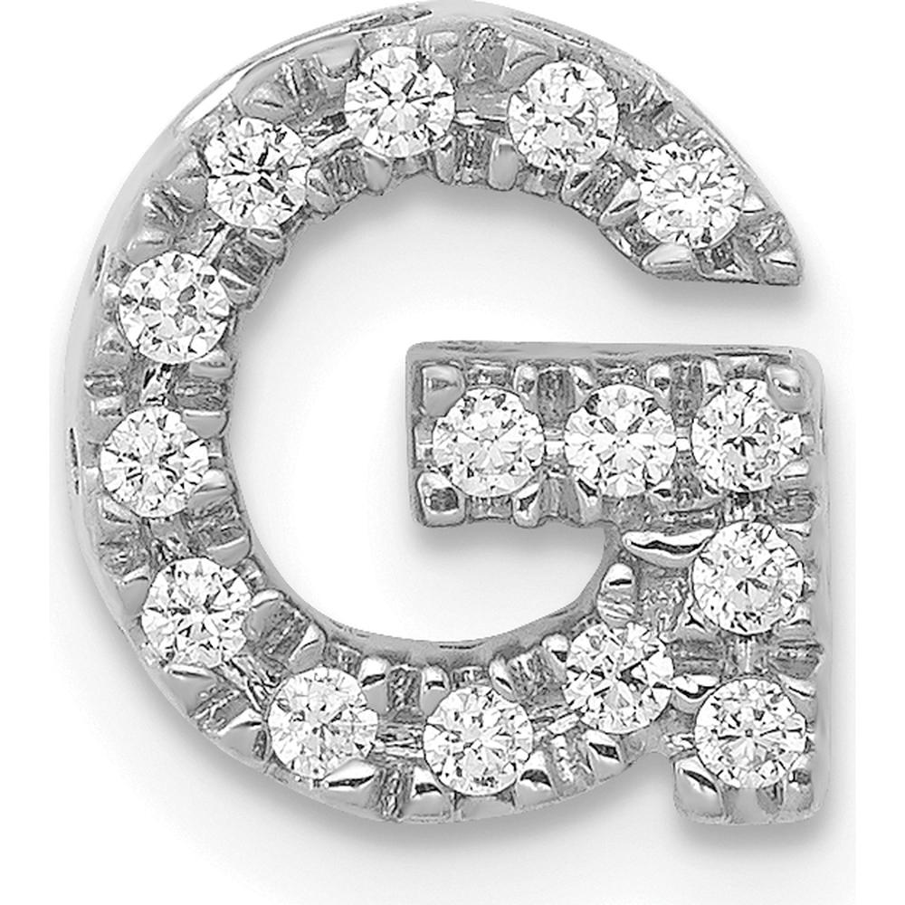 14K White Gold Diamond Letter G Initial Charm with 15 Round Diamonds - 0.01 Carat Total Diamond Weight by Oro Pregiato