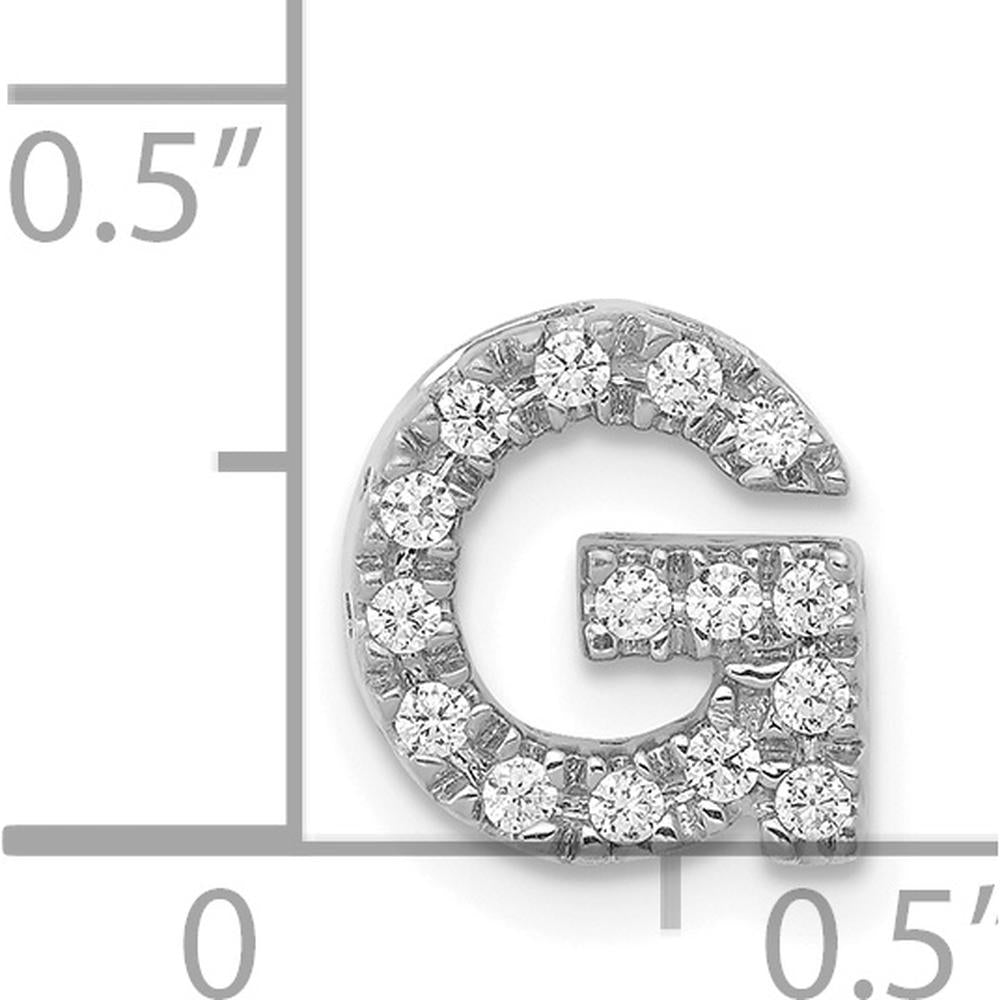14K White Gold Diamond Letter G Initial Charm with 15 Round Diamonds - 0.01 Carat Total Diamond Weight by Oro Pregiato