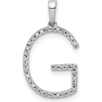 14K White Gold Diamond Letter G Initial Pendant - 0.10 Carat Total Diamond Weight by Monteluci Fine Jewelry