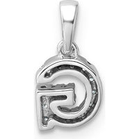14K White Gold Diamond Letter G Initial Pendant with Rhodium-Plated Finish by Oro Pregiato