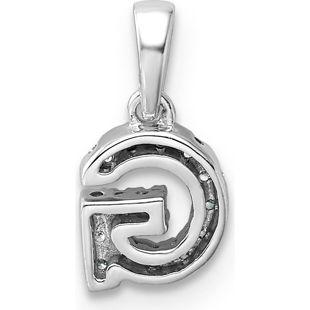 14K White Gold Diamond Letter G Initial Pendant with Rhodium-Plated Finish by Oro Pregiato