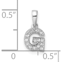 14K White Gold Diamond Letter G Initial Pendant with Rhodium-Plated Finish by Oro Pregiato