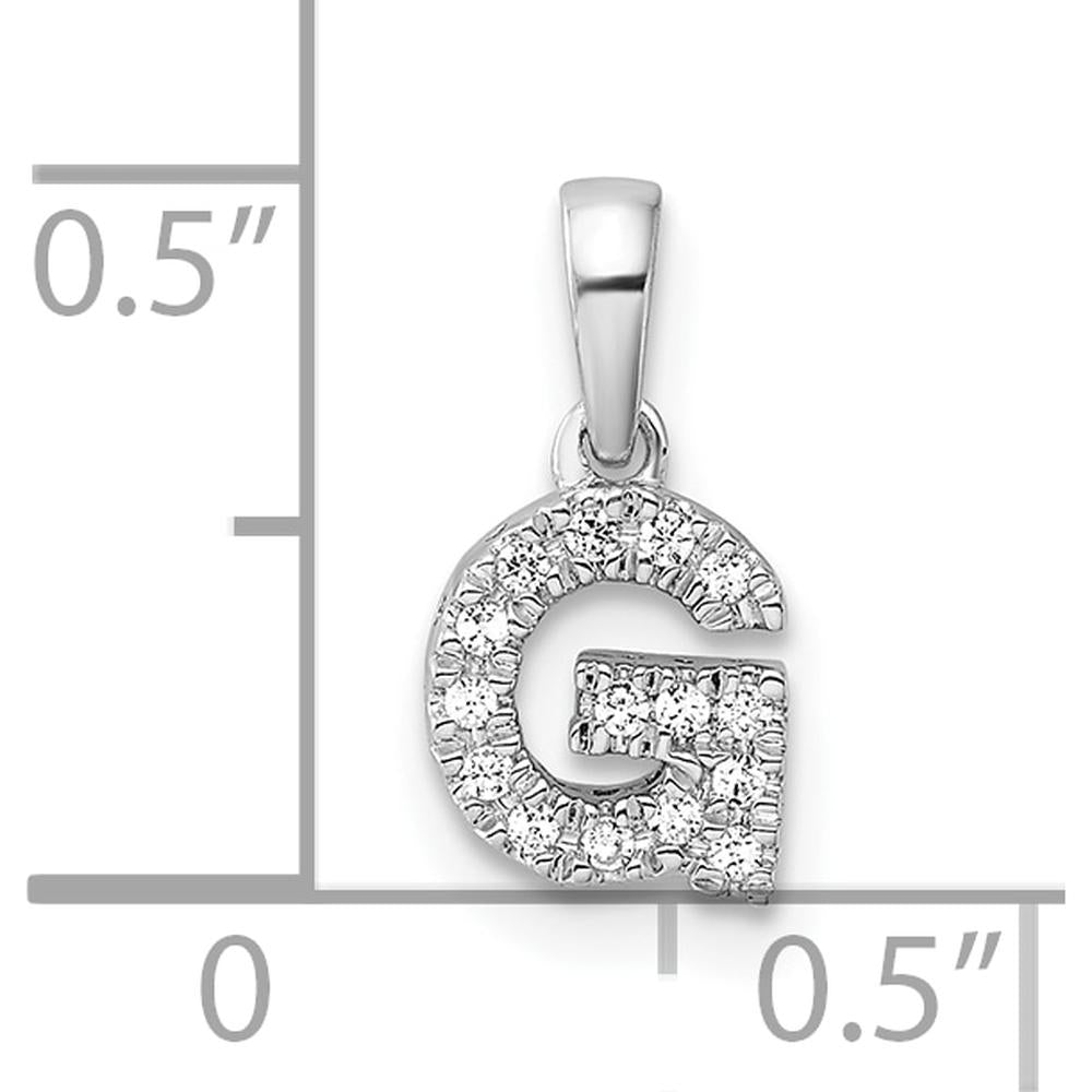 14K White Gold Diamond Letter G Initial Pendant with Rhodium-Plated Finish by Oro Pregiato