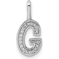 14K White Gold Diamond Letter "G" Initial Pendant with Rhodium Plating by Oro Pregiato