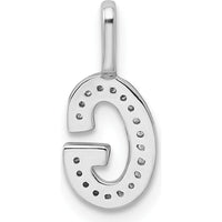 14K White Gold Diamond Letter "G" Initial Pendant with Rhodium Plating by Oro Pregiato