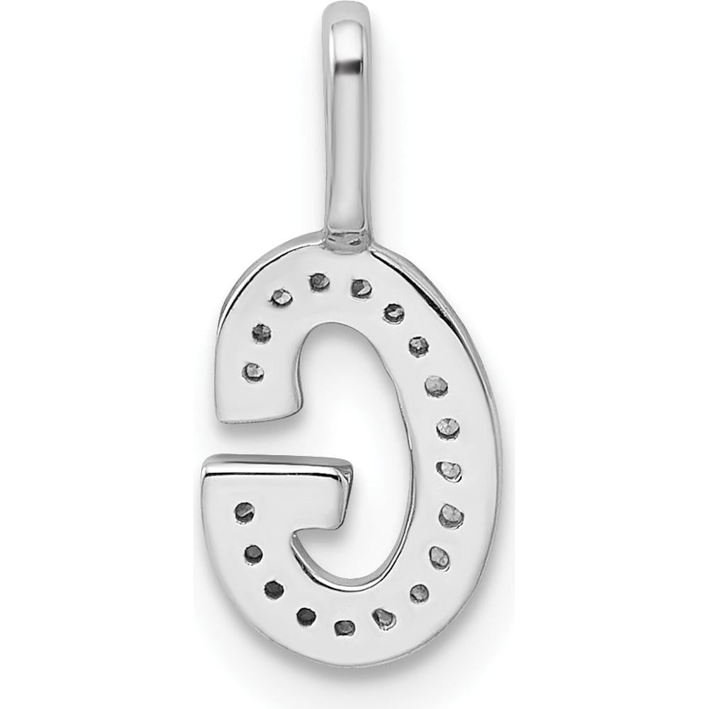14K White Gold Diamond Letter "G" Initial Pendant with Rhodium Plating by Oro Pregiato