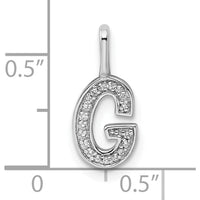 14K White Gold Diamond Letter "G" Initial Pendant with Rhodium Plating by Oro Pregiato