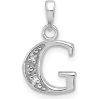 14K White Gold Diamond Letter G Pendant with Round Faceted Diamonds - 0.01 Carat Total Diamond Weight by Oro Pregiato