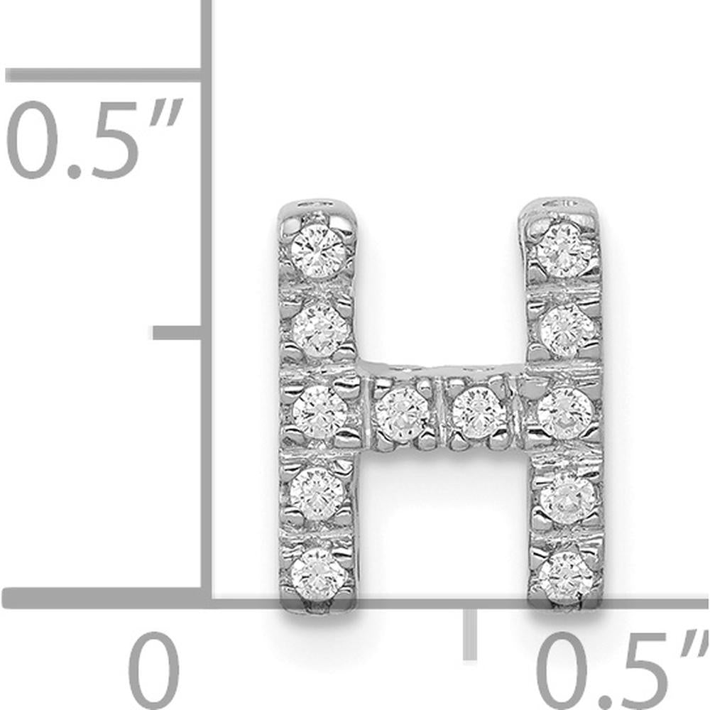 14K White Gold Diamond Letter H Initial Charm with 12 Round Diamonds - 0.01 Carat Total Diamond Weight by Oro Pregiato