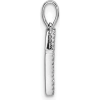 14K White Gold Diamond Letter H Initial Pendant with Rhodium Plating by Oro Pregiato