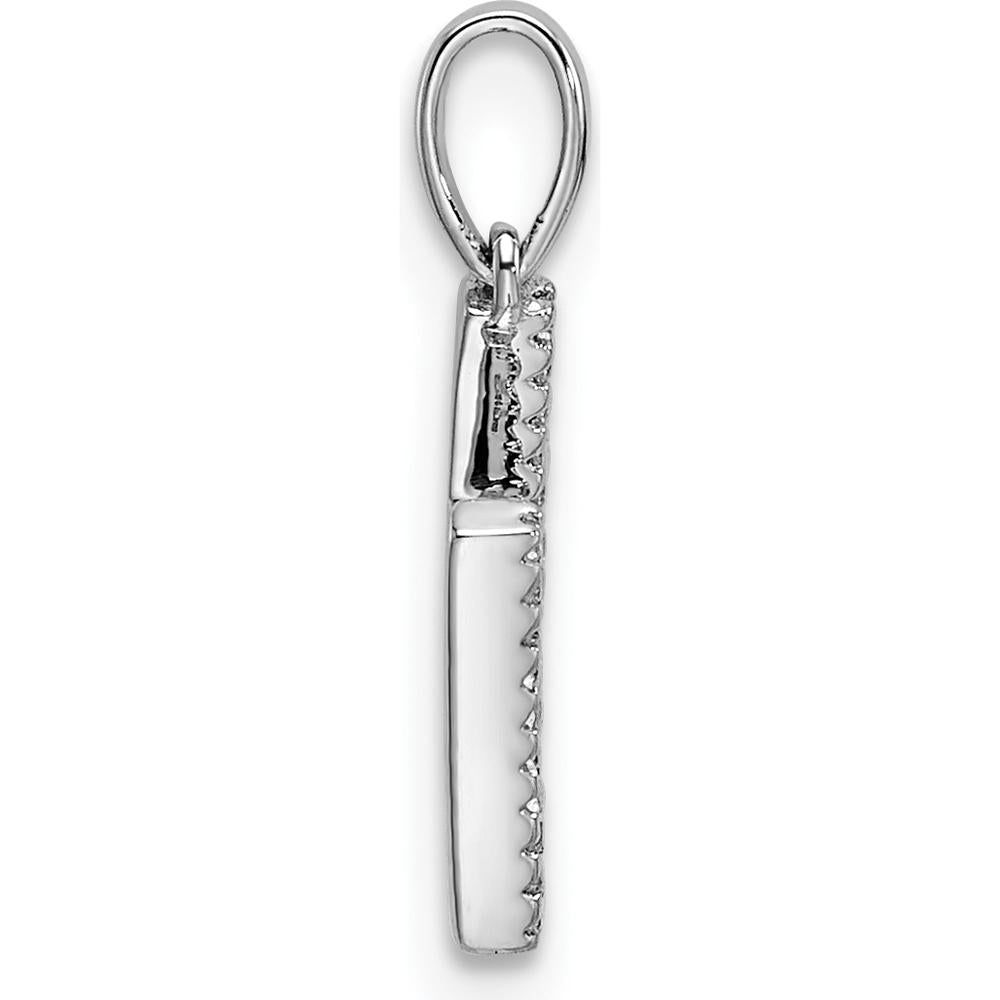 14K White Gold Diamond Letter H Initial Pendant with Rhodium Plating by Oro Pregiato