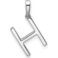 14K White Gold Diamond Letter H Initial Pendant with Rhodium Plating by Oro Pregiato