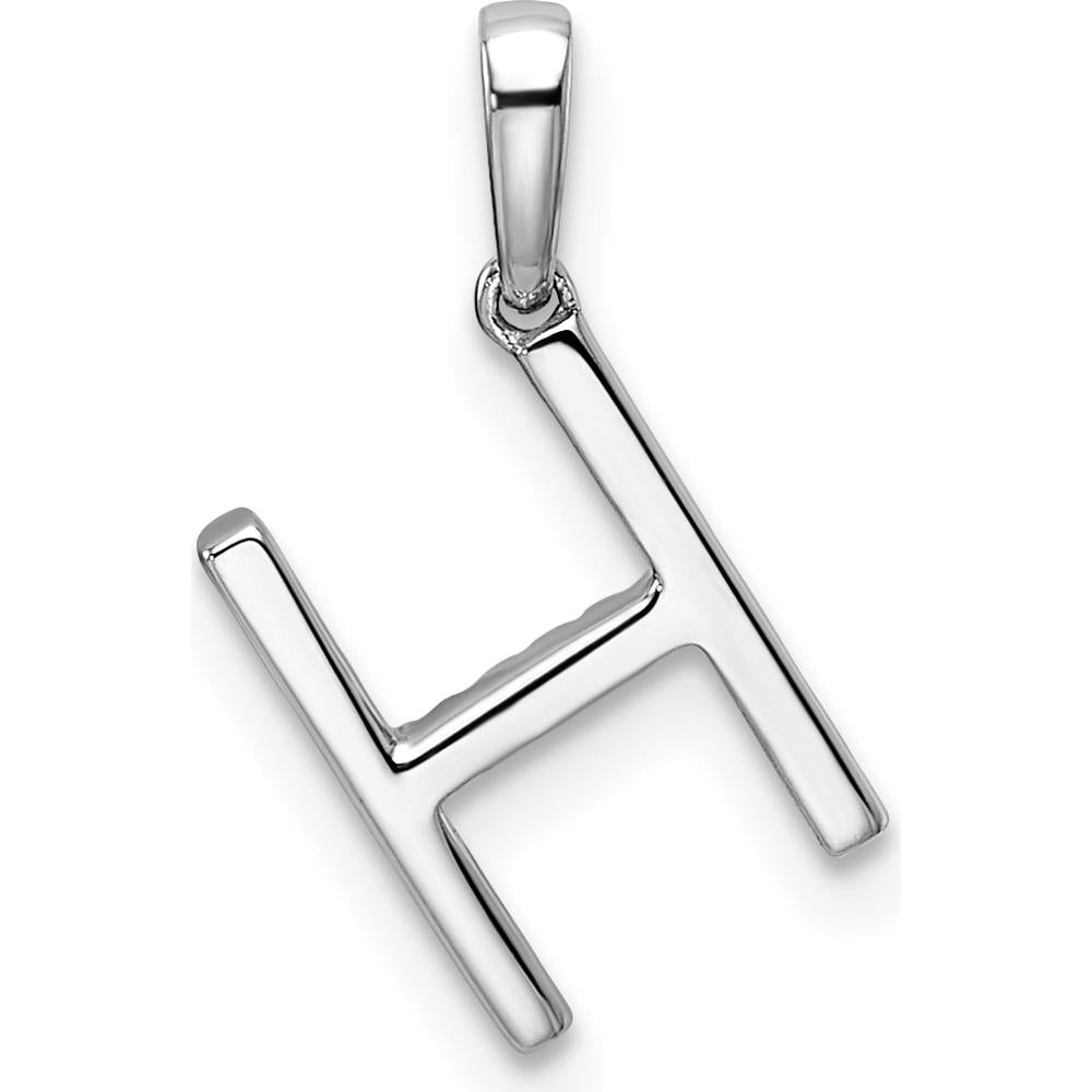 14K White Gold Diamond Letter H Initial Pendant with Rhodium Plating by Oro Pregiato