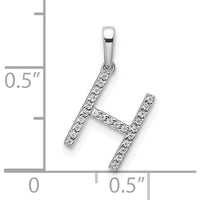14K White Gold Diamond Letter H Initial Pendant with Rhodium Plating by Oro Pregiato