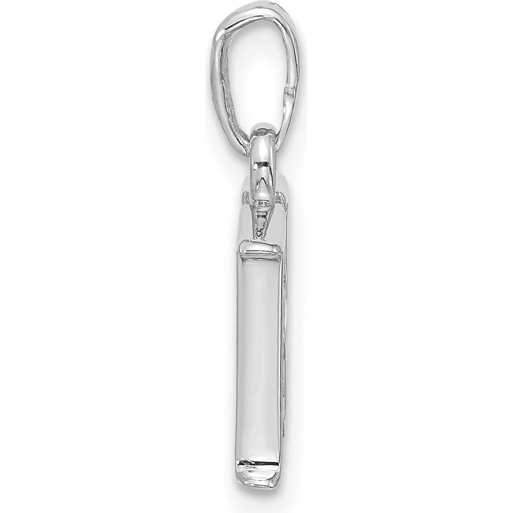 14K White Gold Diamond Letter H Pendant with Round Diamonds - 0.01 Carat Total Diamond Weight by Oro Pregiato