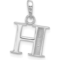 14K White Gold Diamond Letter H Pendant with Round Diamonds - 0.01 Carat Total Diamond Weight by Oro Pregiato