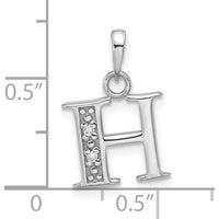 14K White Gold Diamond Letter H Pendant with Round Diamonds - 0.01 Carat Total Diamond Weight by Oro Pregiato