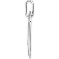 14K White Gold Diamond Letter I Dog Tag Charm Pendant with Rhodium Plating by Oro Pregiato